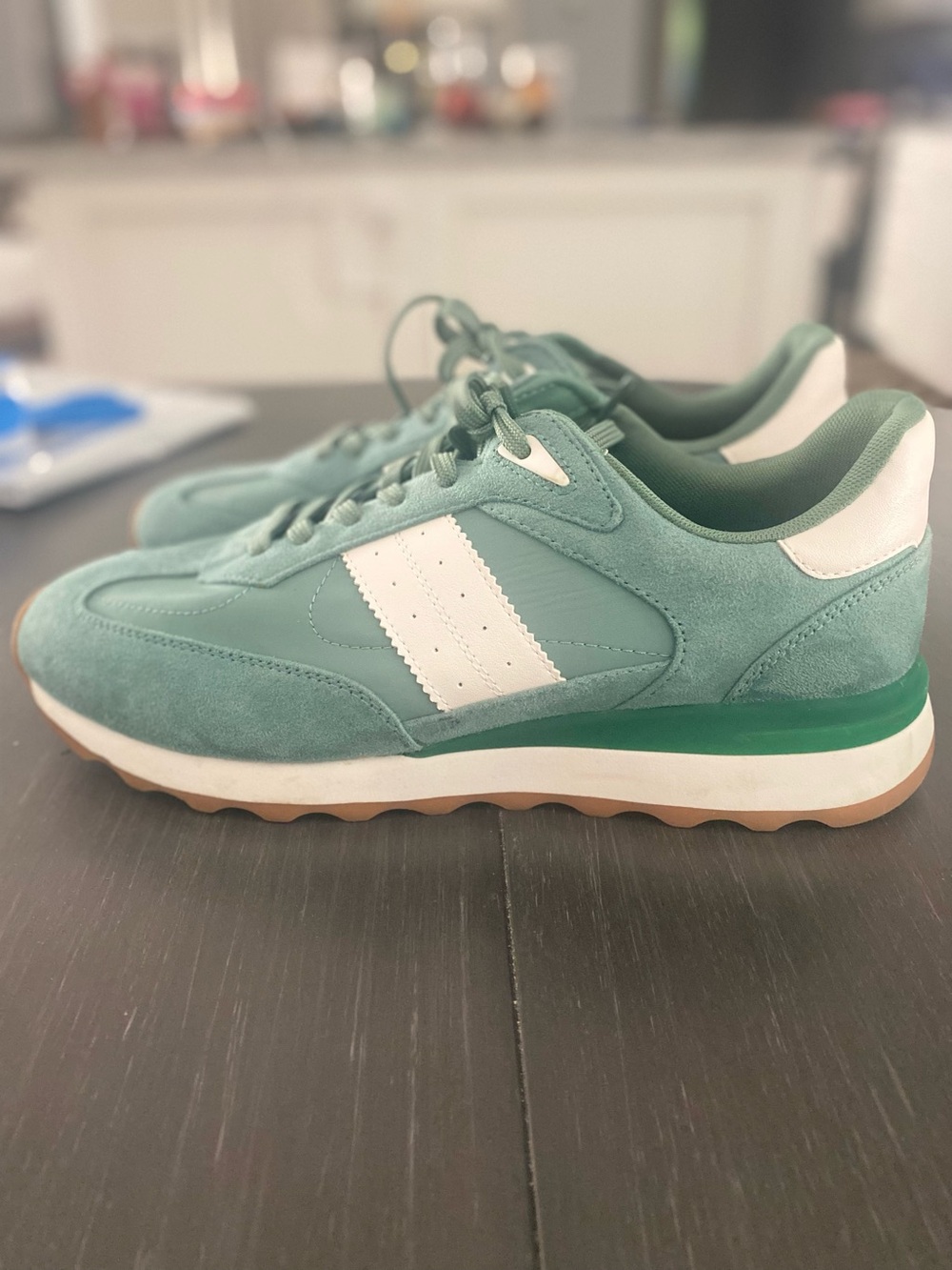Steve Madden Mint Green and White Retro Runner Sneakers